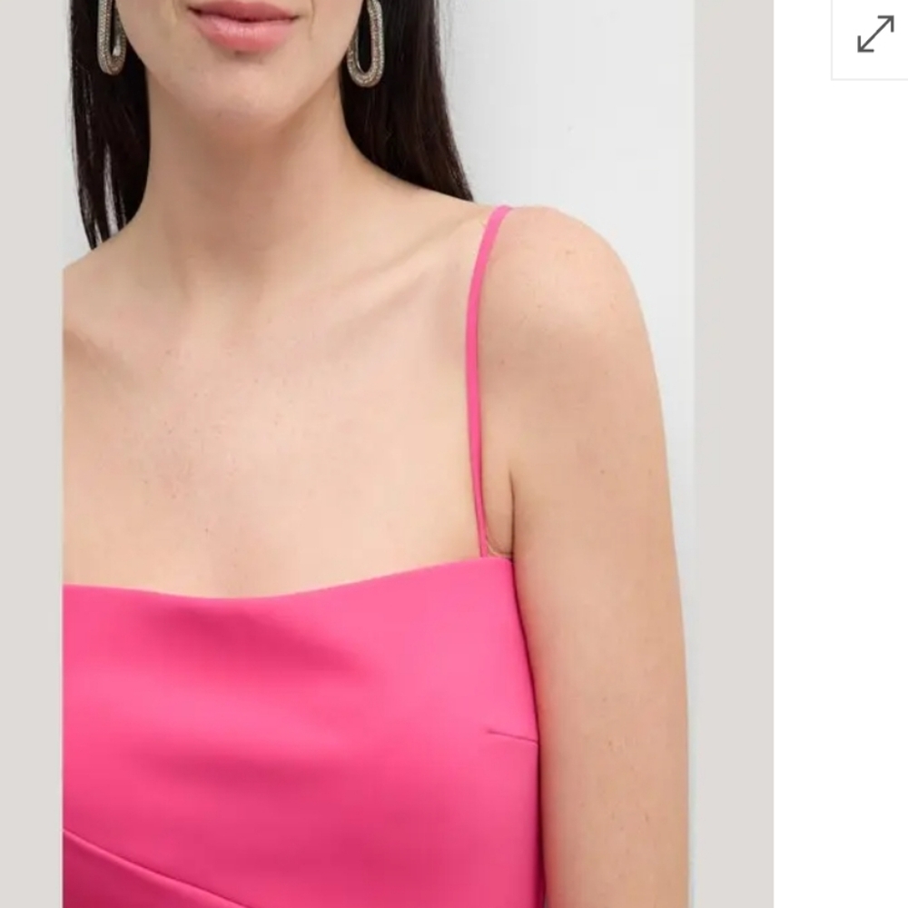 NWT$1,090 Chiara Boni Glicheria Pink Pleated Strapless Ruffle Gown Dress Sz 4 - Picture 4 of 16